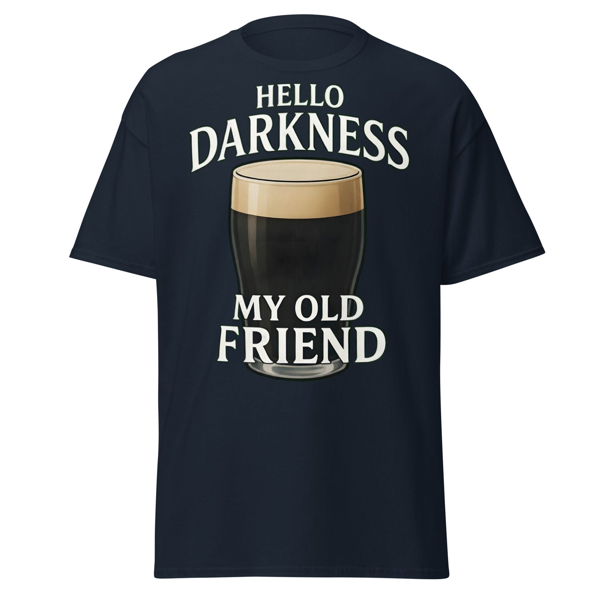 Hello Darkness My Old Friend Stout Beer T-Shirt - Navy - T-Shirts Online
