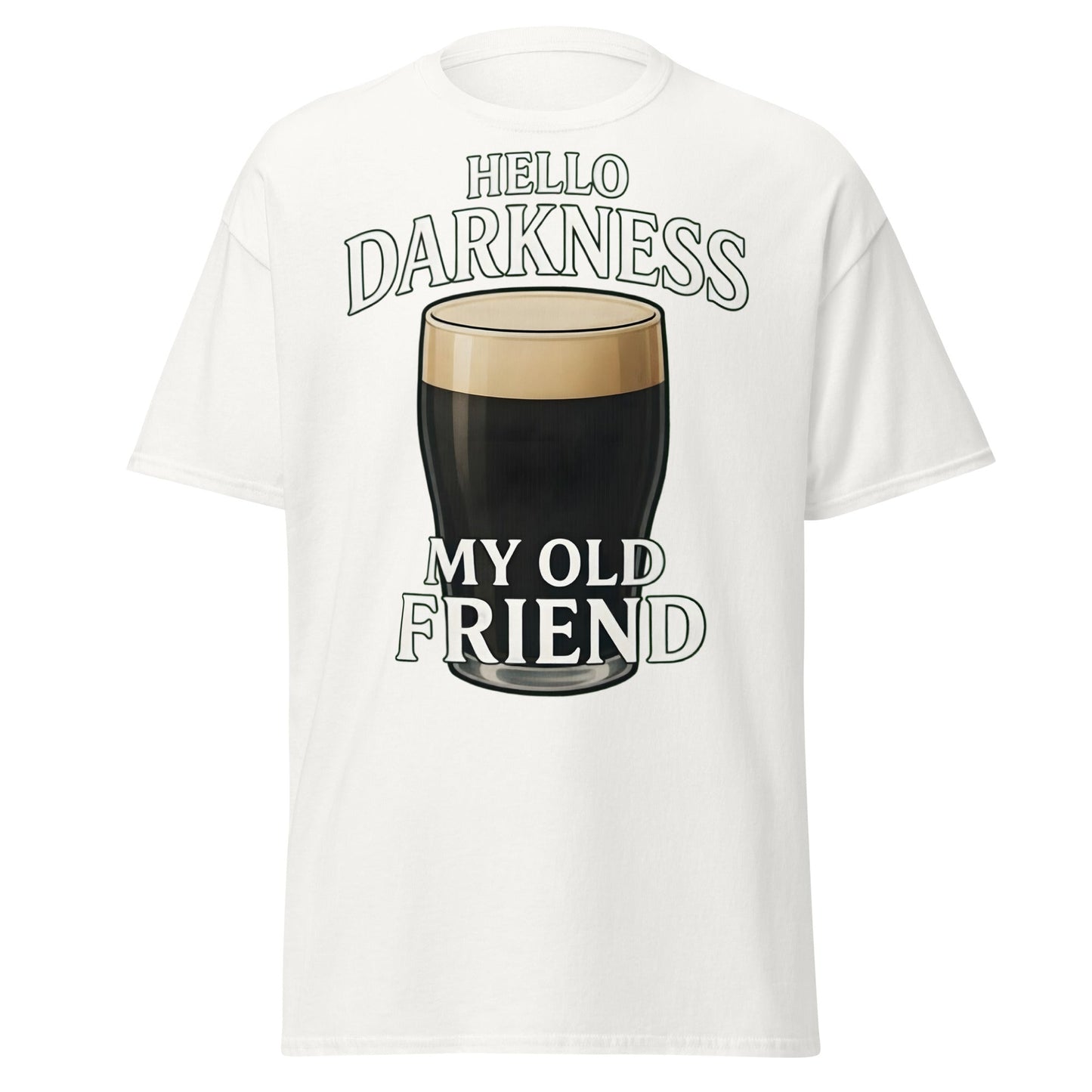 Hello Darkness My Old Friend Stout Beer T-Shirt - White - T-Shirts Online