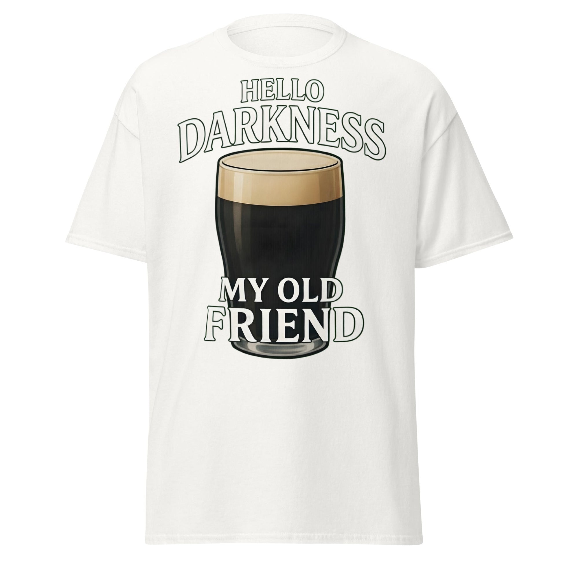 Hello Darkness My Old Friend Stout Beer T-Shirt - White - T-Shirts Online