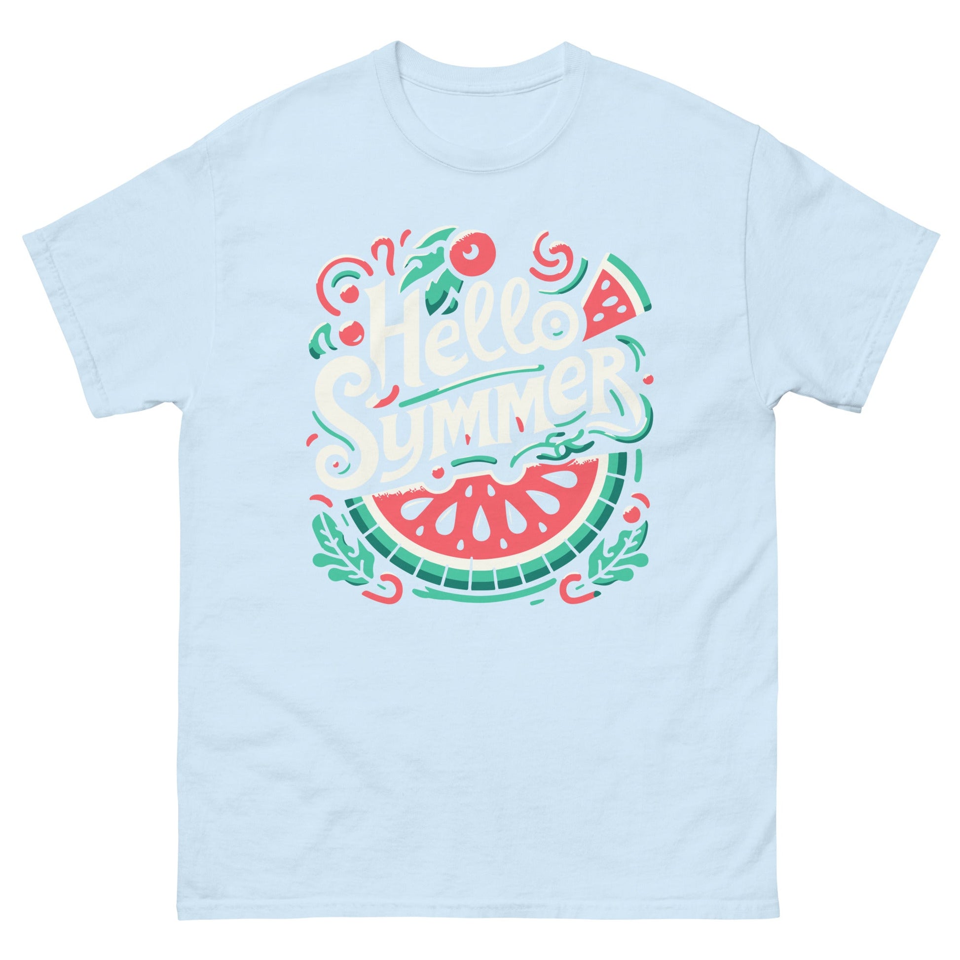 Hello Summer | Unisex Summer T-Shirt - Light Blue - T-Shirts Online