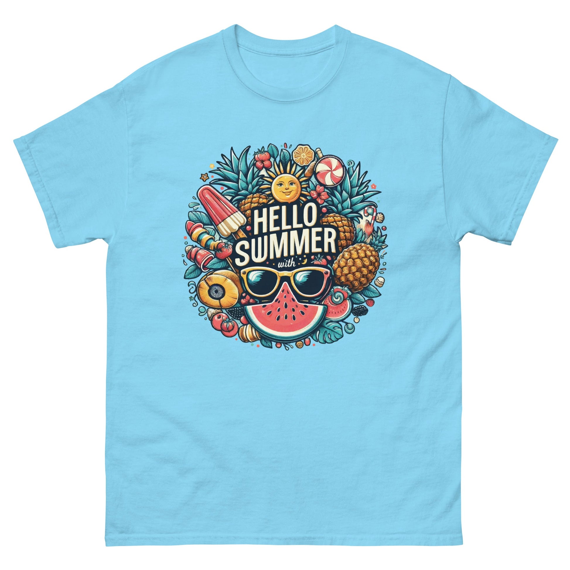 Hello Summer | Unisex T Shirt - Sky - T-Shirts Online