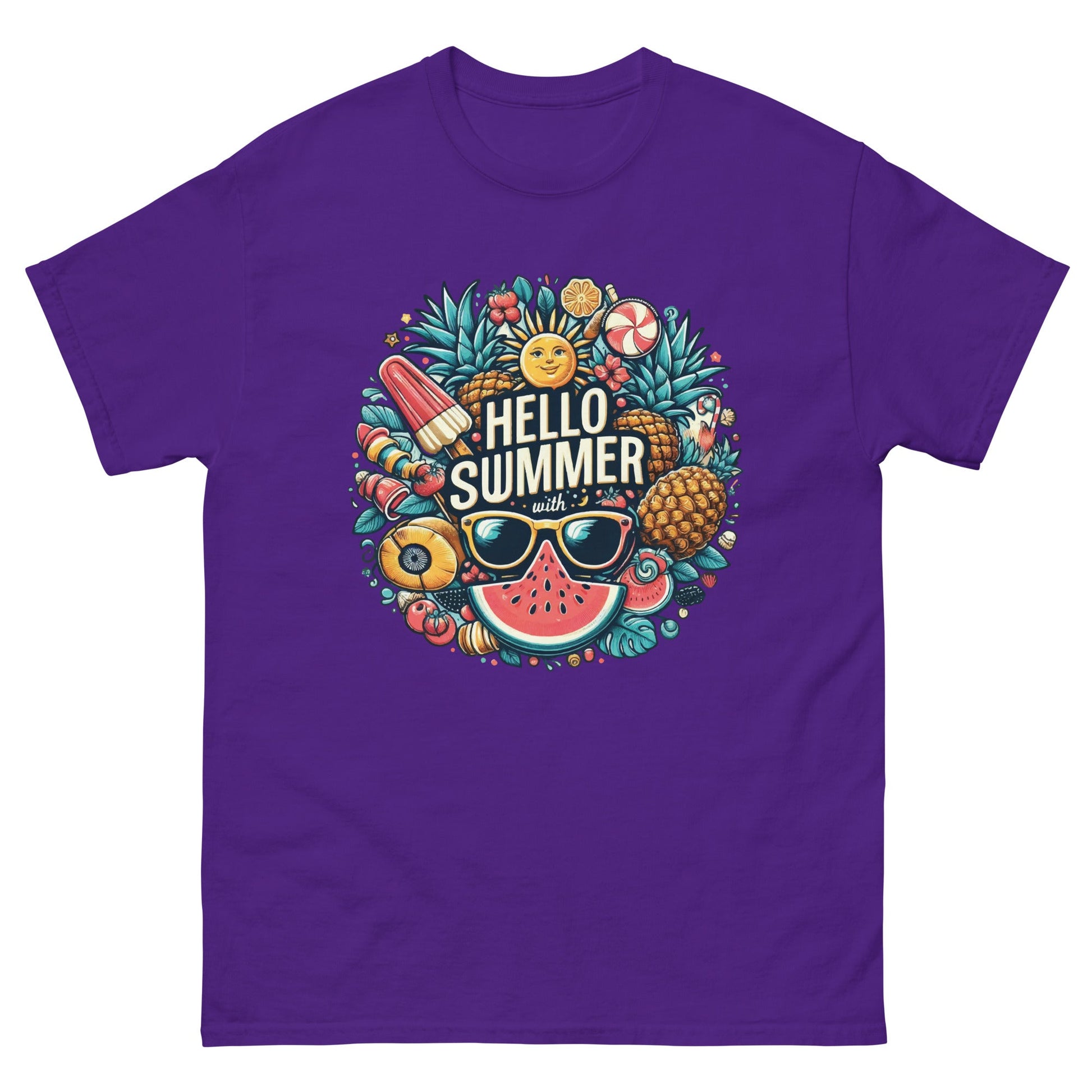 Hello Summer | Unisex T Shirt - Purple - T-Shirts Online