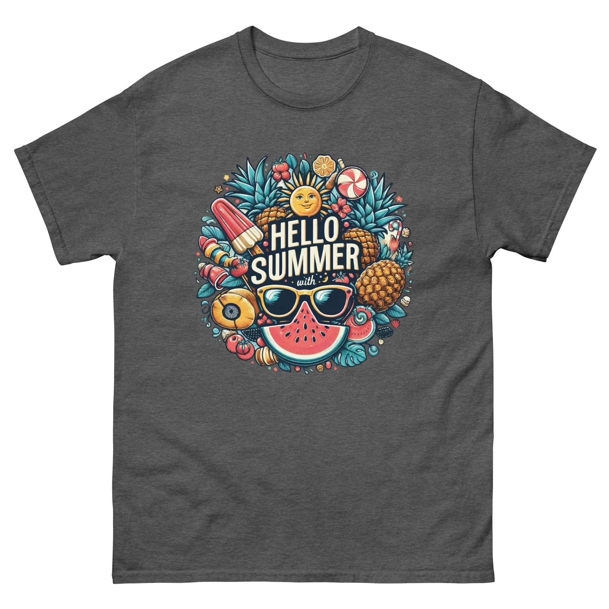 Hello Summer | Unisex T Shirt - Dark Heather - T-Shirts Online