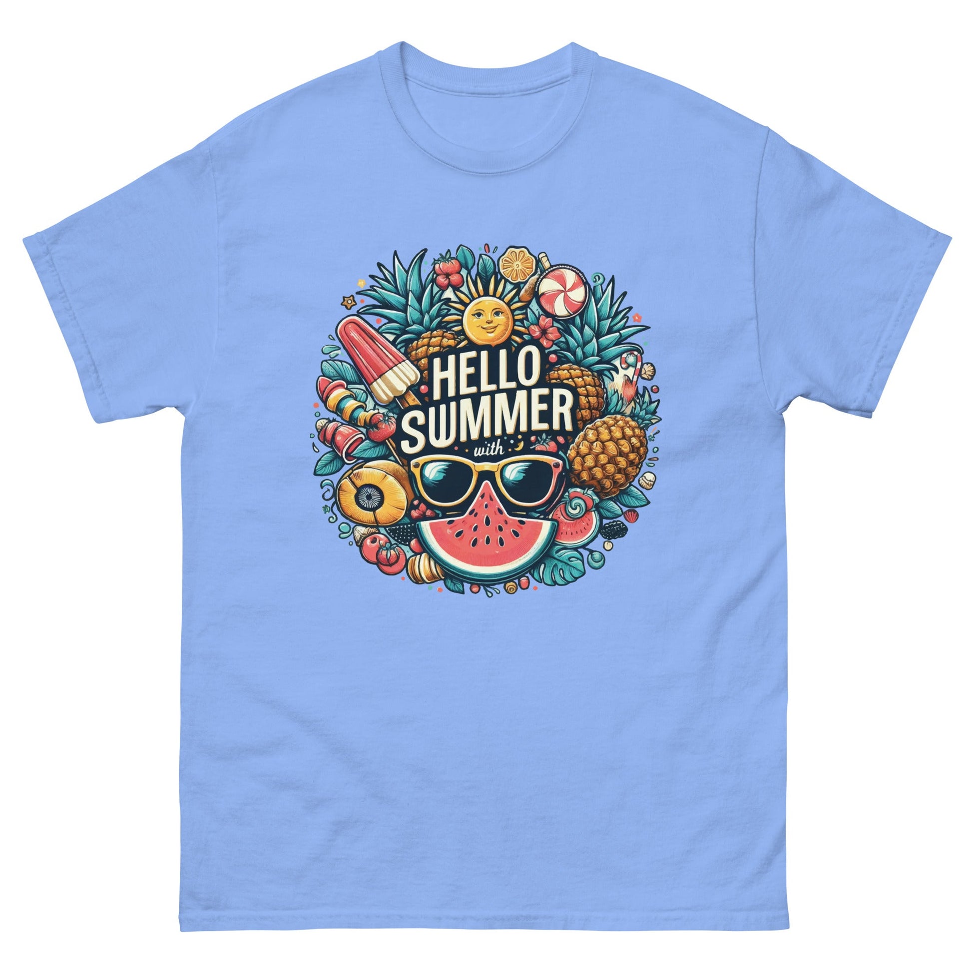 Hello Summer | Unisex T Shirt - Carolina Blue - T-Shirts Online