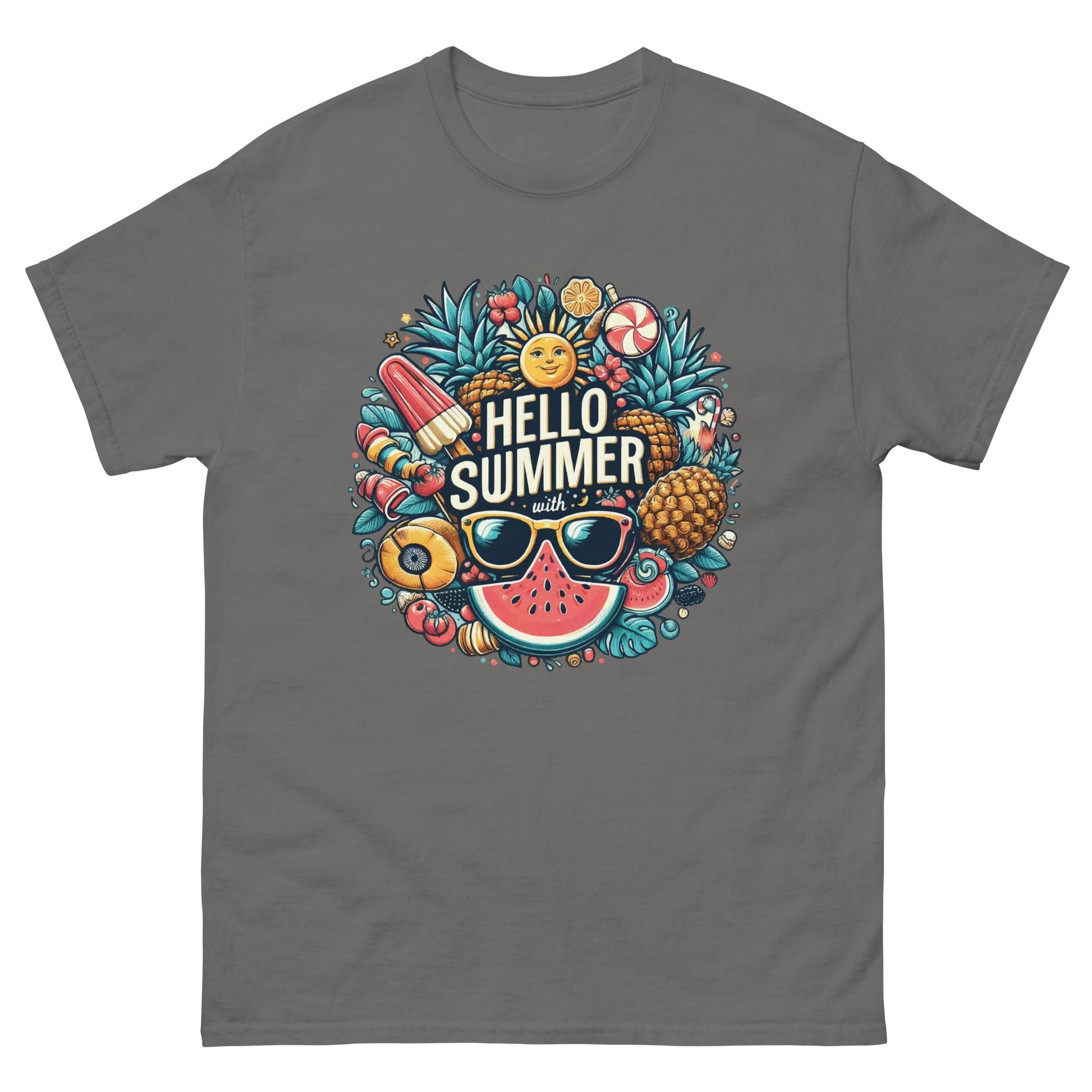 Hello Summer | Unisex T Shirt - Charcoal - T-Shirts Online
