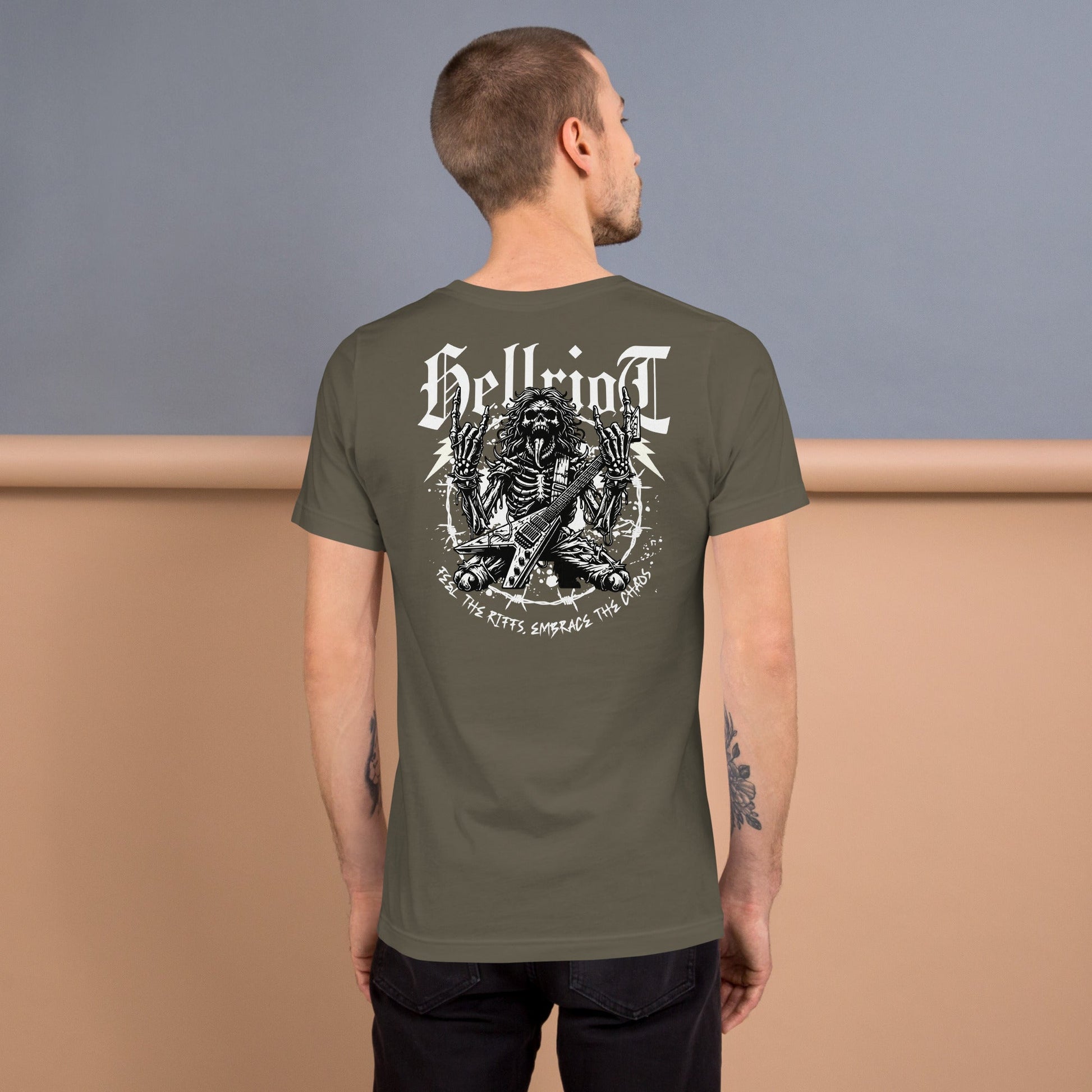 Hellride T-Shirt | Rock Music Graphic Tee - Army - T-Shirts Online