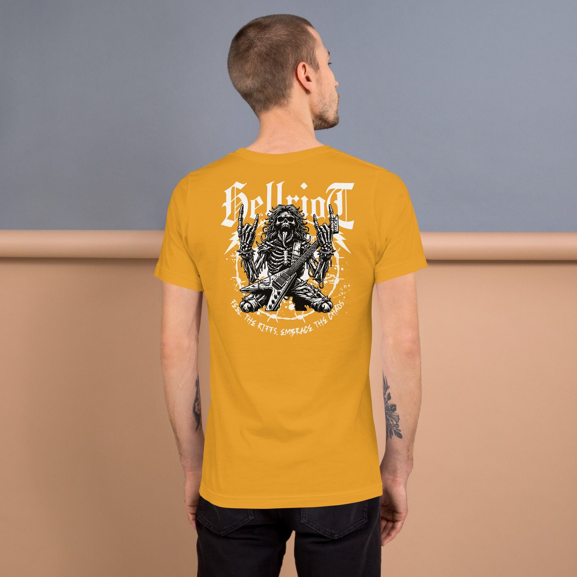 Hellride T-Shirt | Rock Music Graphic Tee - Mustard - T-Shirts Online