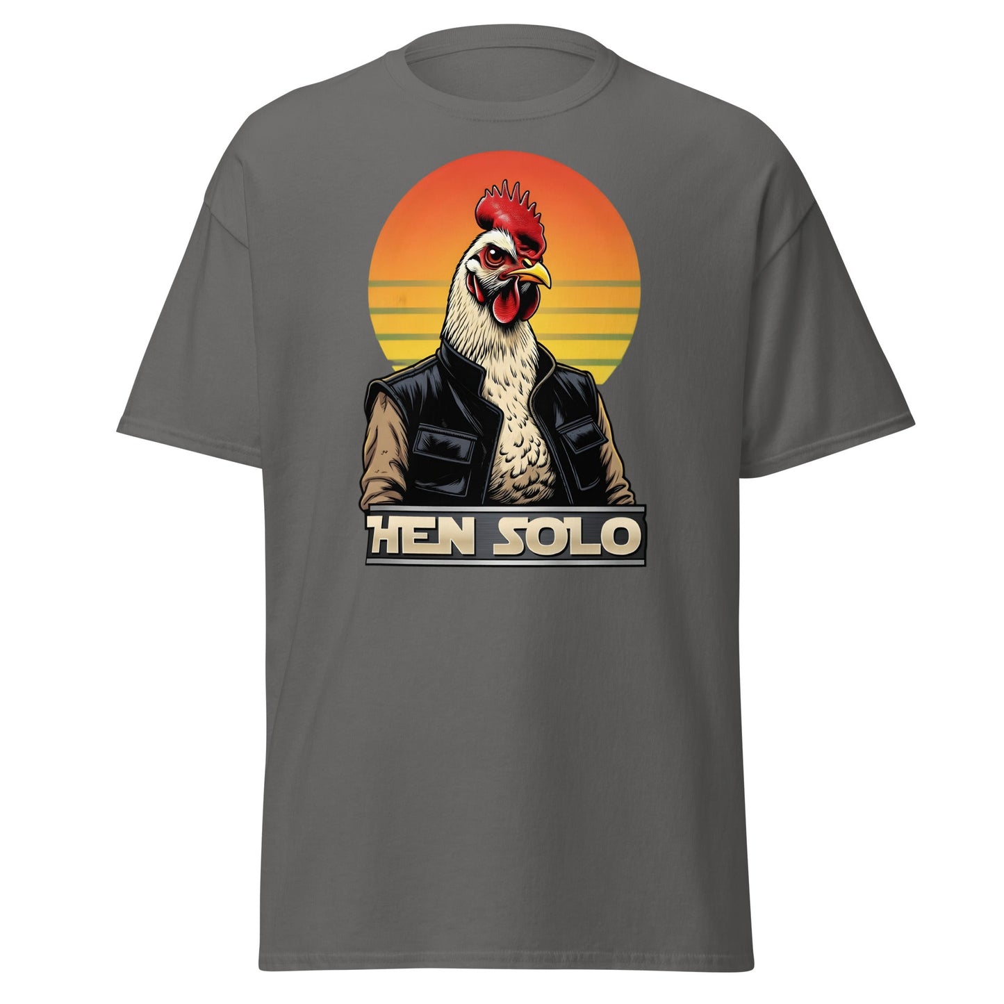 Hen Solo T-Shirt | Funny Star Wars Chicken Pun Graphic Tee - Charcoal - T-Shirts Online
