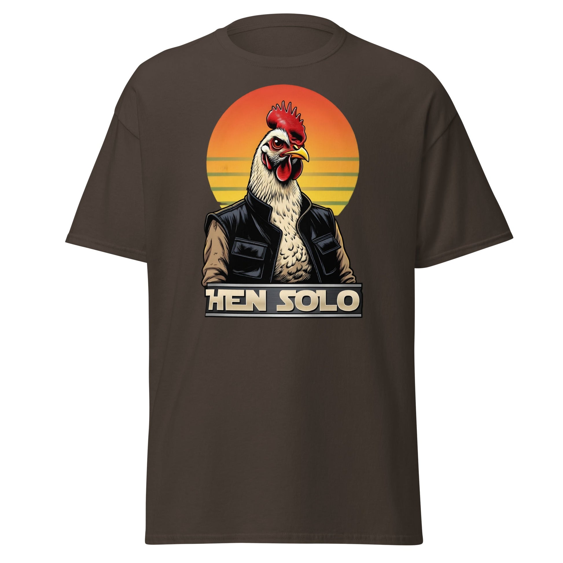 Hen Solo T-Shirt | Funny Star Wars Chicken Pun Graphic Tee - Dark Chocolate - T-Shirts Online