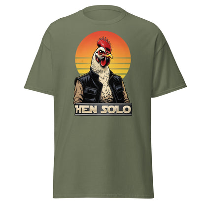 Hen Solo T-Shirt | Funny Star Wars Chicken Pun Graphic Tee - Military Green - T-Shirts Online