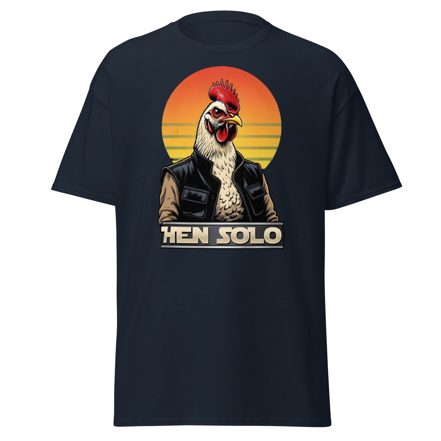 Hen Solo T-Shirt | Funny Star Wars Chicken Pun Graphic Tee - Navy - T-Shirts Online