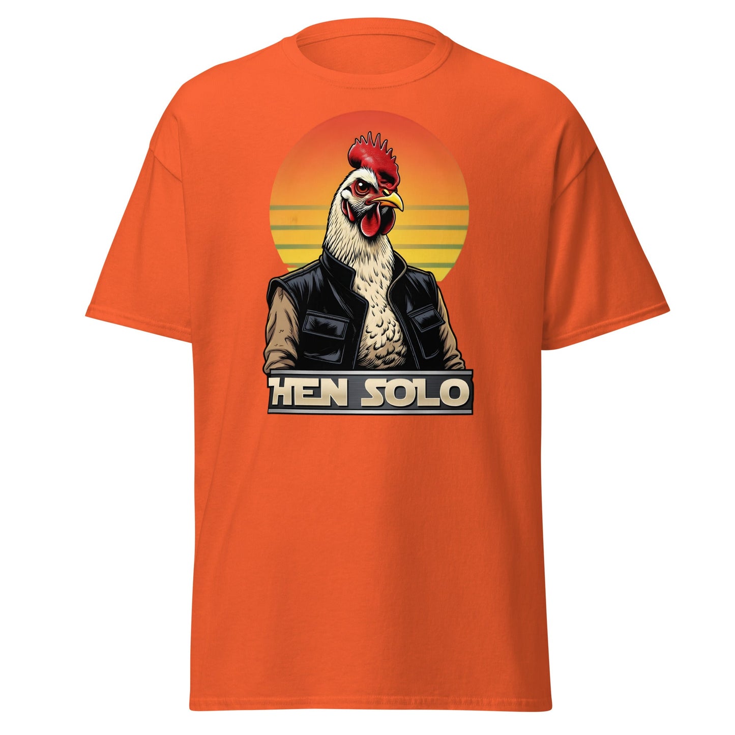 Hen Solo T-Shirt | Funny Star Wars Chicken Pun Graphic Tee - Orange - T-Shirts Online