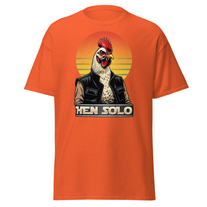 Hen Solo T-Shirt | Funny Star Wars Chicken Pun Graphic Tee - Orange - T-Shirts Online