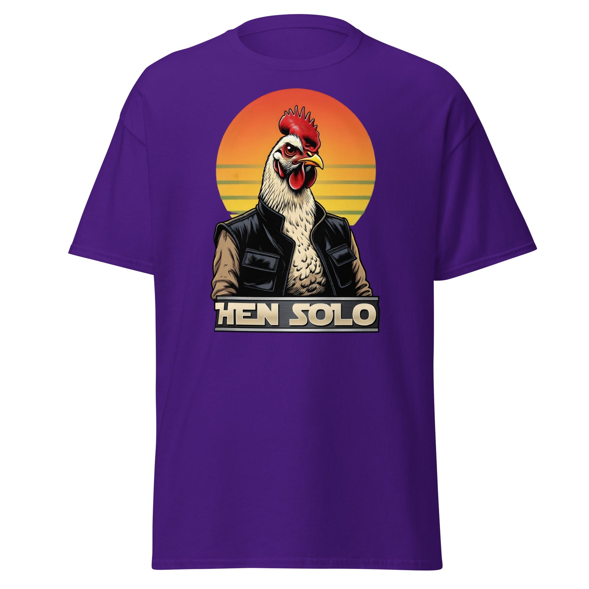 Hen Solo T-Shirt | Funny Star Wars Chicken Pun Graphic Tee - Purple - T-Shirts Online