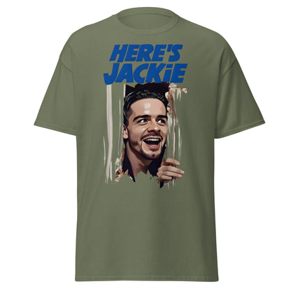 Here's Jackie T-Shirt | Jack Grealish The Shining Parody Tee - Military Green - T-Shirts Online