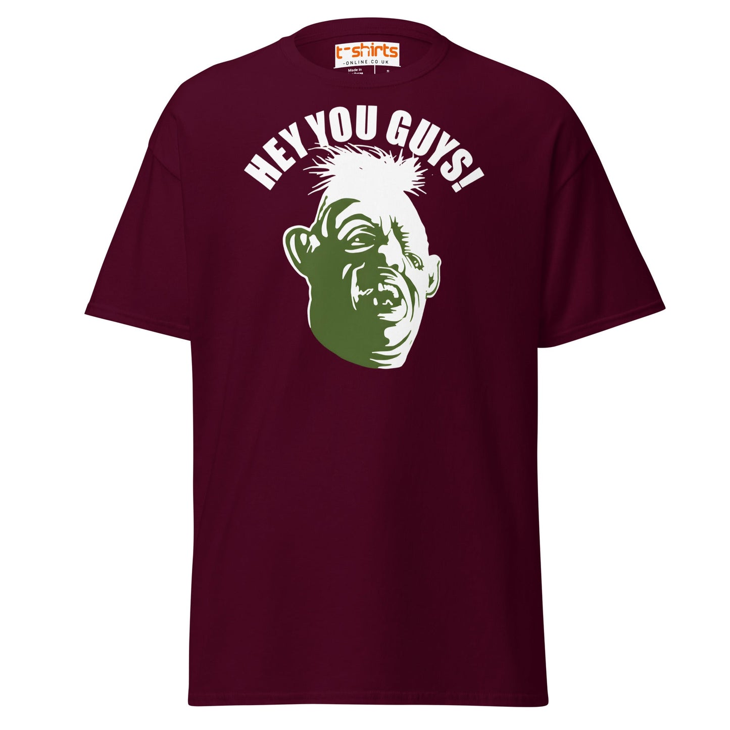 Hey You Guys T-Shirt | Funny Retro Quote Tee - Maroon - T-Shirts Online