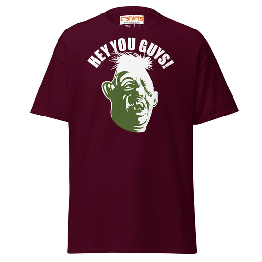 Hey You Guys T-Shirt | Funny Retro Quote Tee - Maroon - T-Shirts Online
