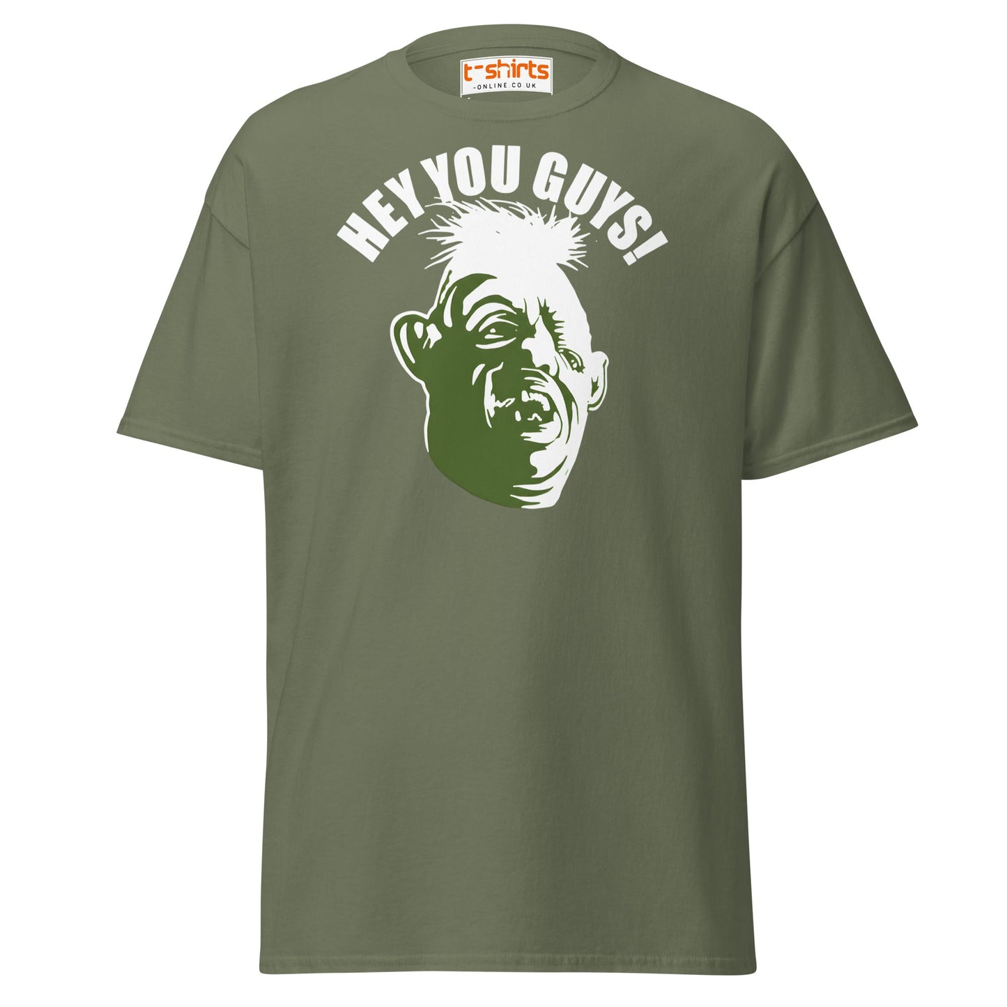 Hey You Guys T-Shirt | Funny Retro Quote Tee - Military Green - T-Shirts Online