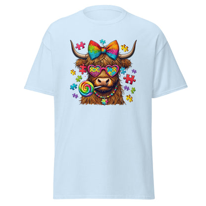 Highland Cow | Autism T-Shirt - Light Blue - T-Shirts Online