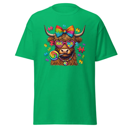 Highland Cow | Autism T-Shirt - Irish Green - T-Shirts Online