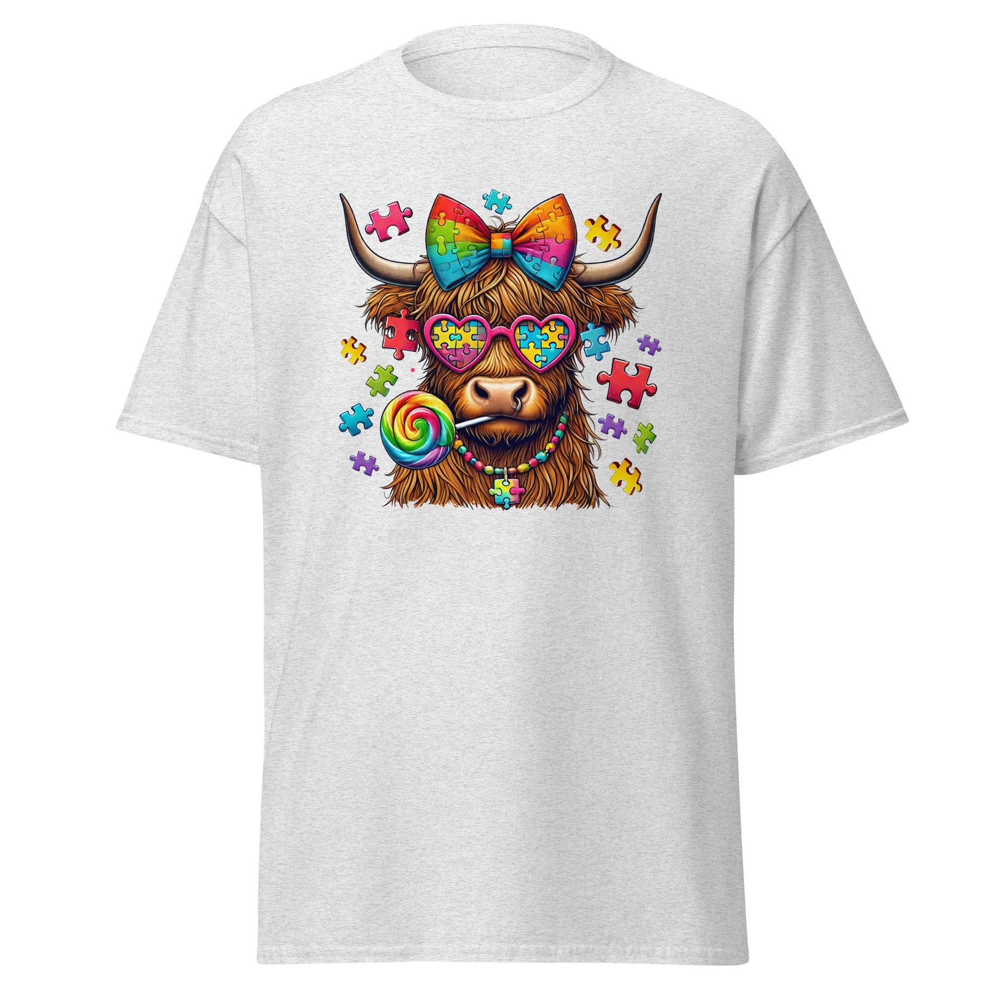 Highland Cow | Autism T-Shirt - Ash - T-Shirts Online