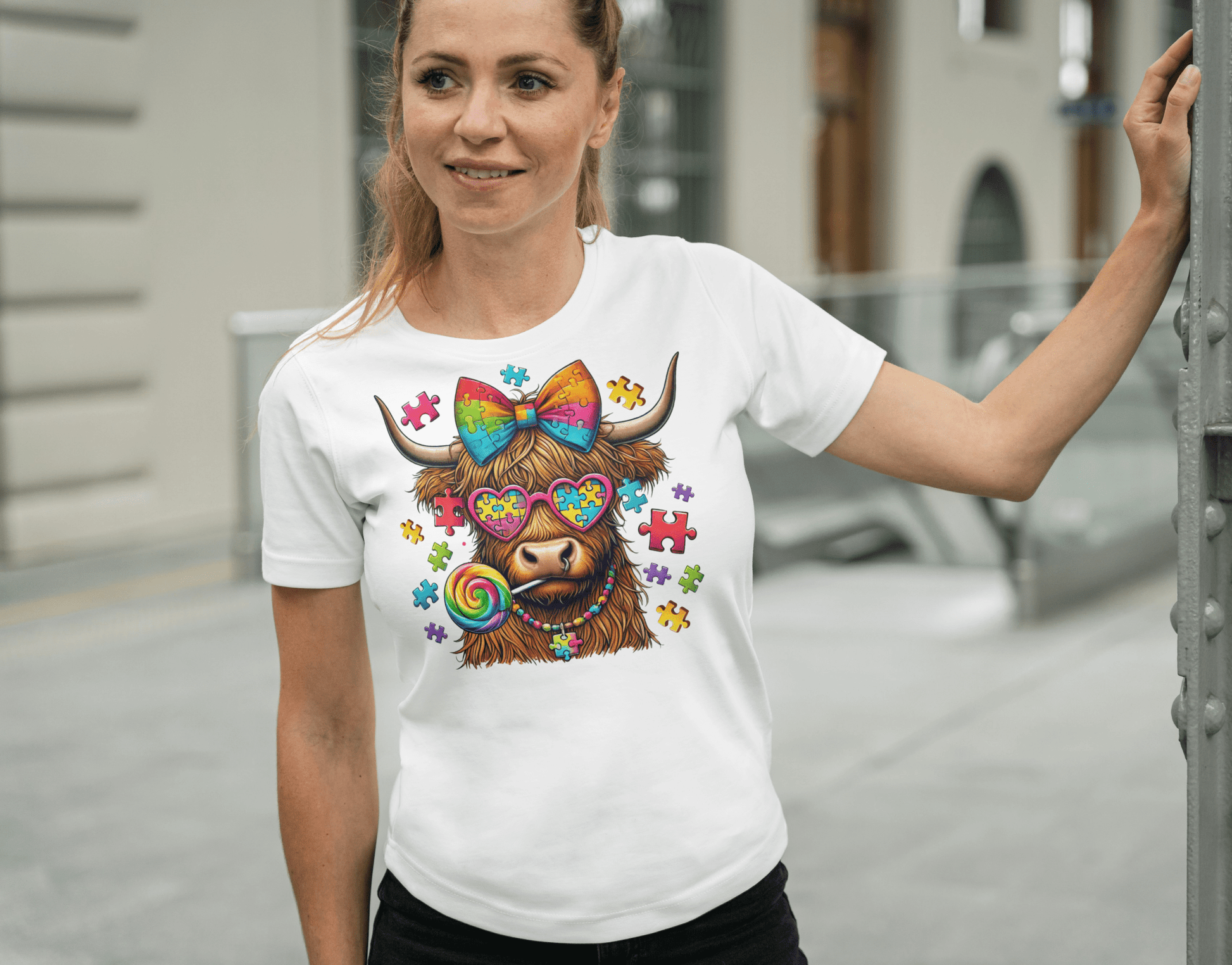 Highland Cow | Autism T-Shirt - Black - T-Shirts Online
