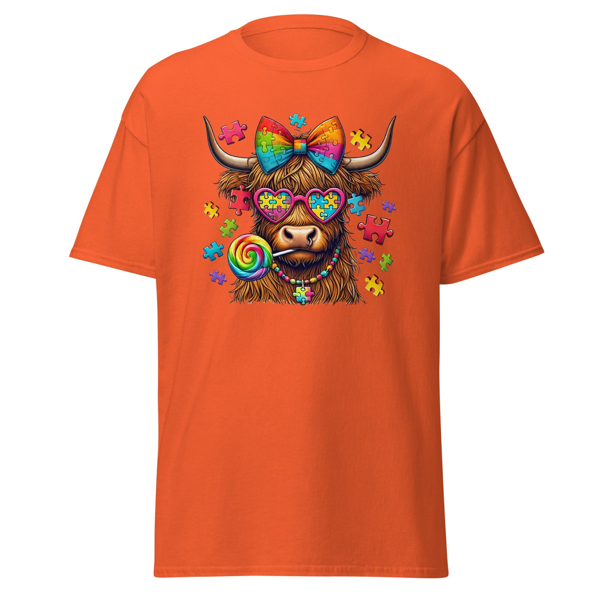 Highland Cow | Autism T-Shirt - Orange - T-Shirts Online