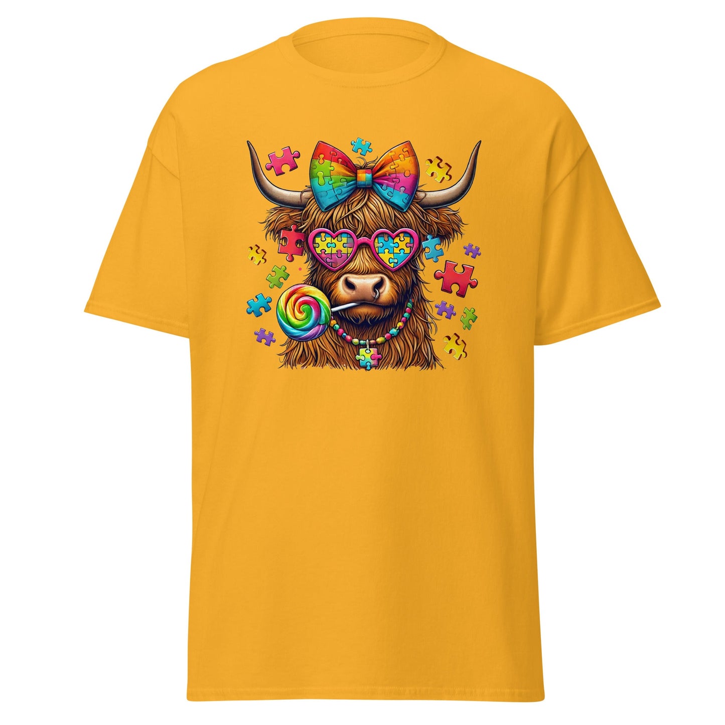 Highland Cow | Autism T-Shirt - Gold - T-Shirts Online