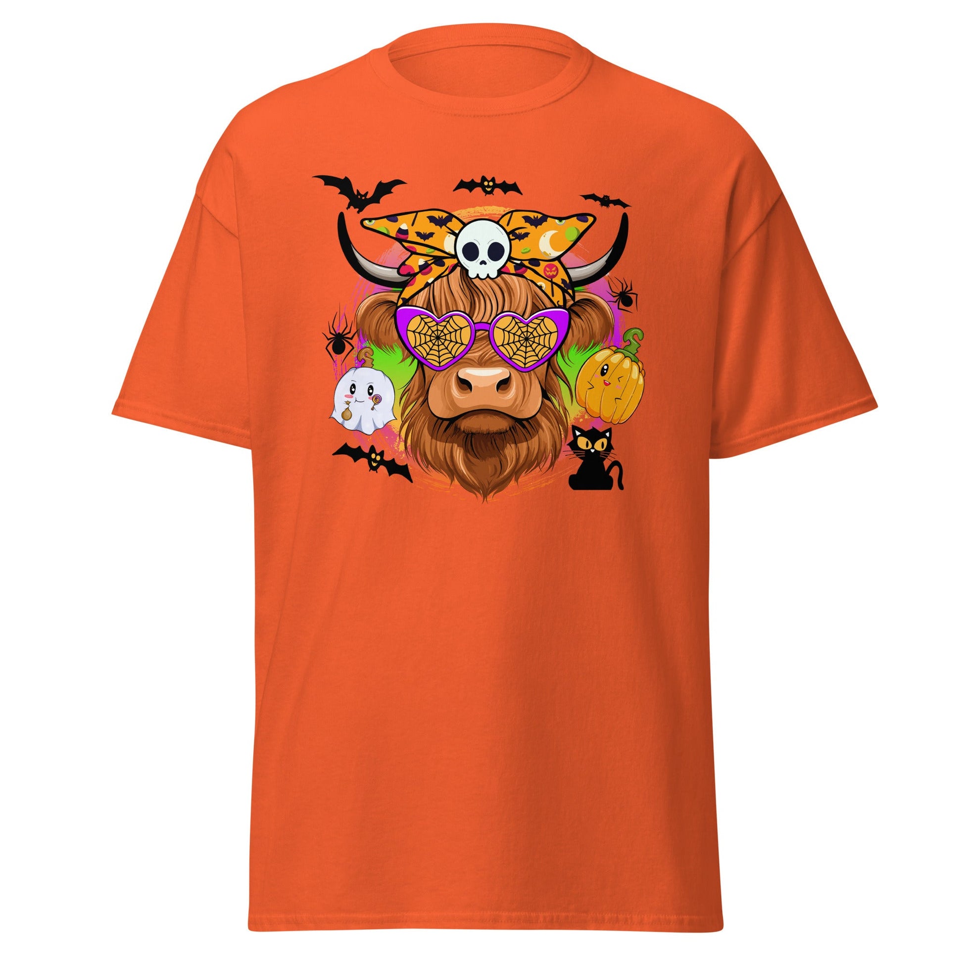 Highland Halloween | Halloween Cow T-Shirt - Orange - T-Shirts Online