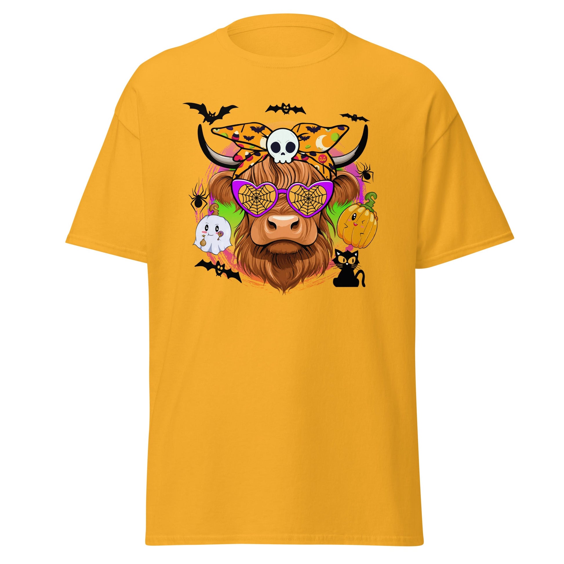 Highland Halloween | Halloween Cow T-Shirt - Gold - T-Shirts Online