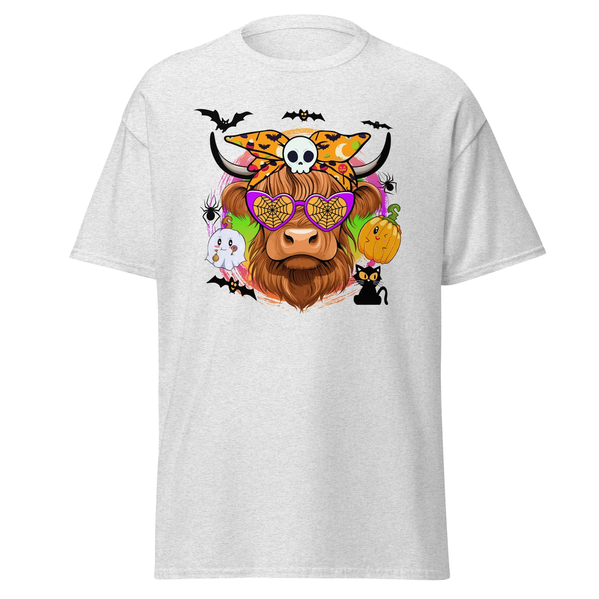 Highland Halloween | Halloween Cow T-Shirt - Ash - T-Shirts Online