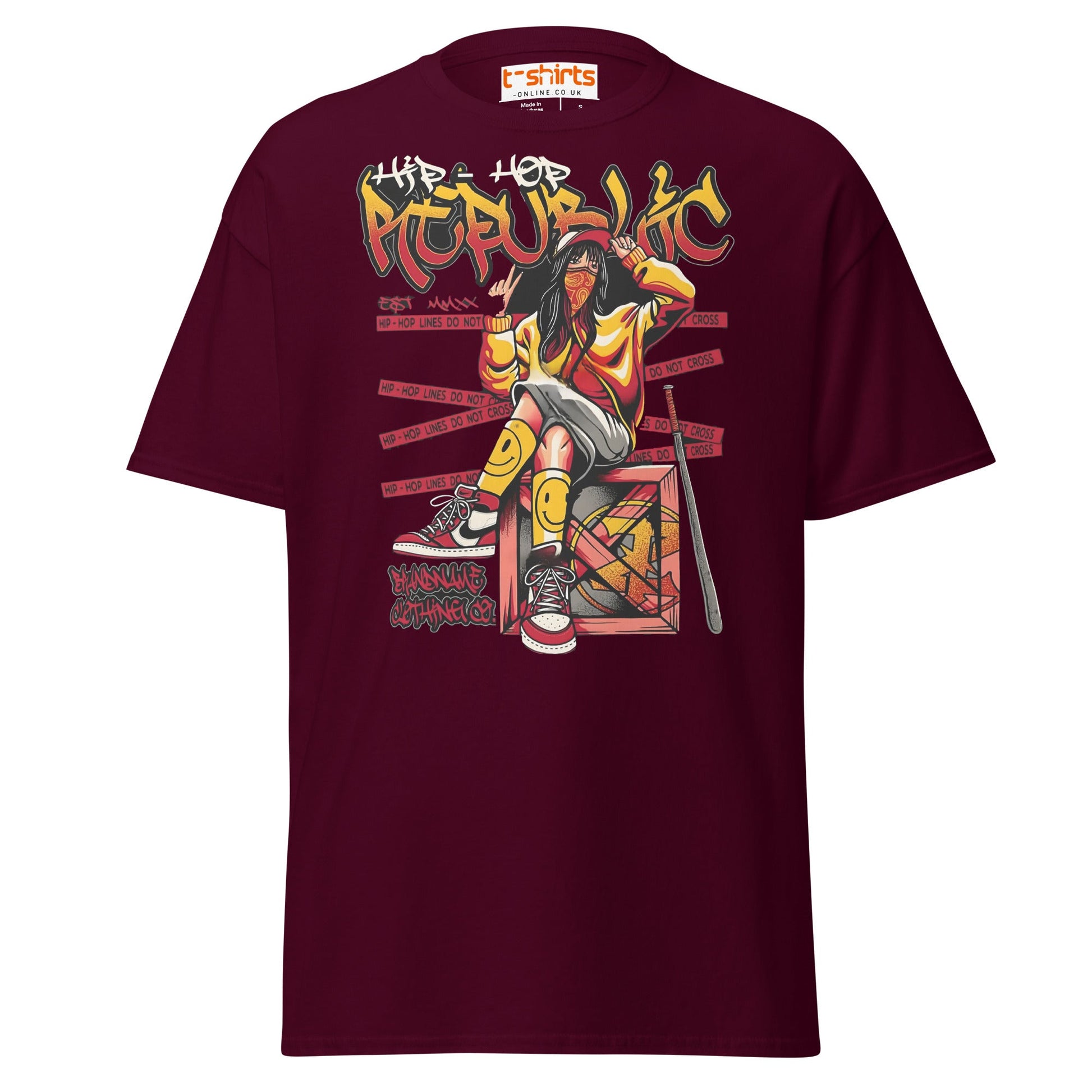 Hip Hop Republic T-Shirt – Urban Streetwear Style Tee - Maroon - T-Shirts Online