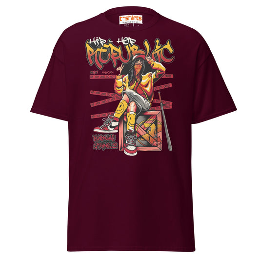 Hip Hop Republic T-Shirt – Urban Streetwear Style Tee - Maroon - T-Shirts Online