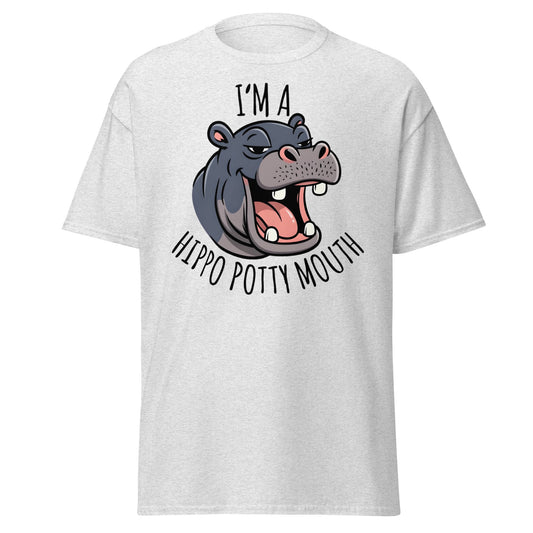 Hippo Potty Mouth T-Shirt – Funny Hippo Adult Humor Tee - Ash - T-Shirts Online
