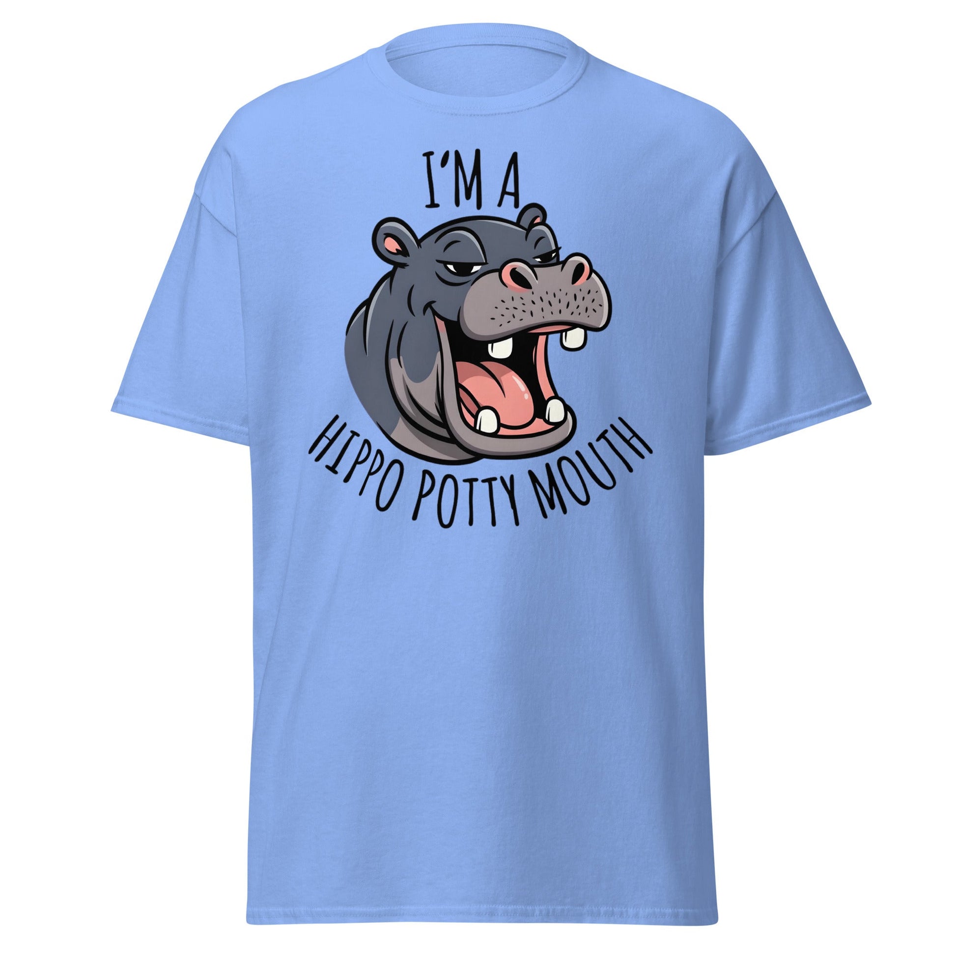 Hippo Potty Mouth T-Shirt – Funny Hippo Adult Humor Tee - Carolina Blue - T-Shirts Online
