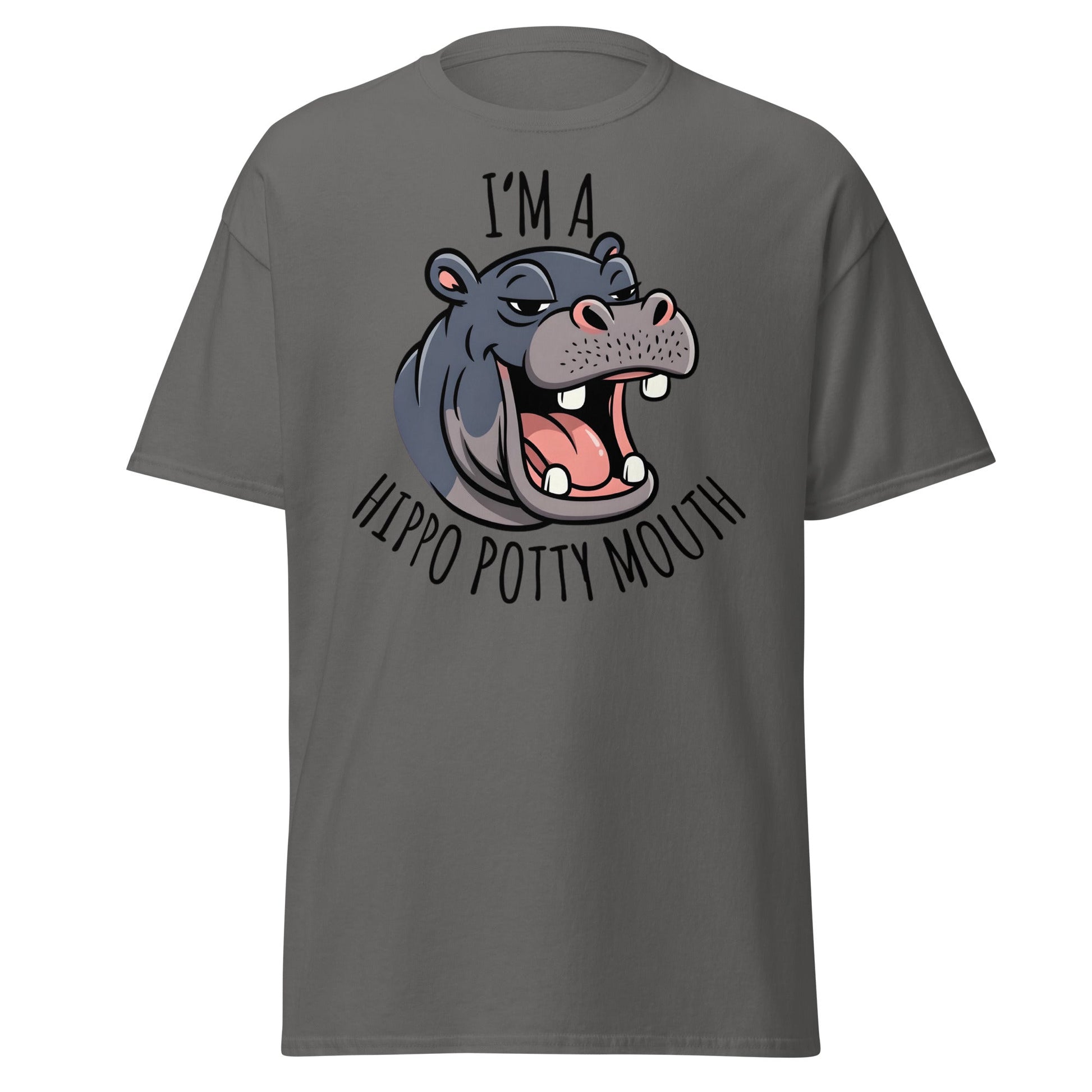 Hippo Potty Mouth T-Shirt – Funny Hippo Adult Humor Tee - Charcoal - T-Shirts Online