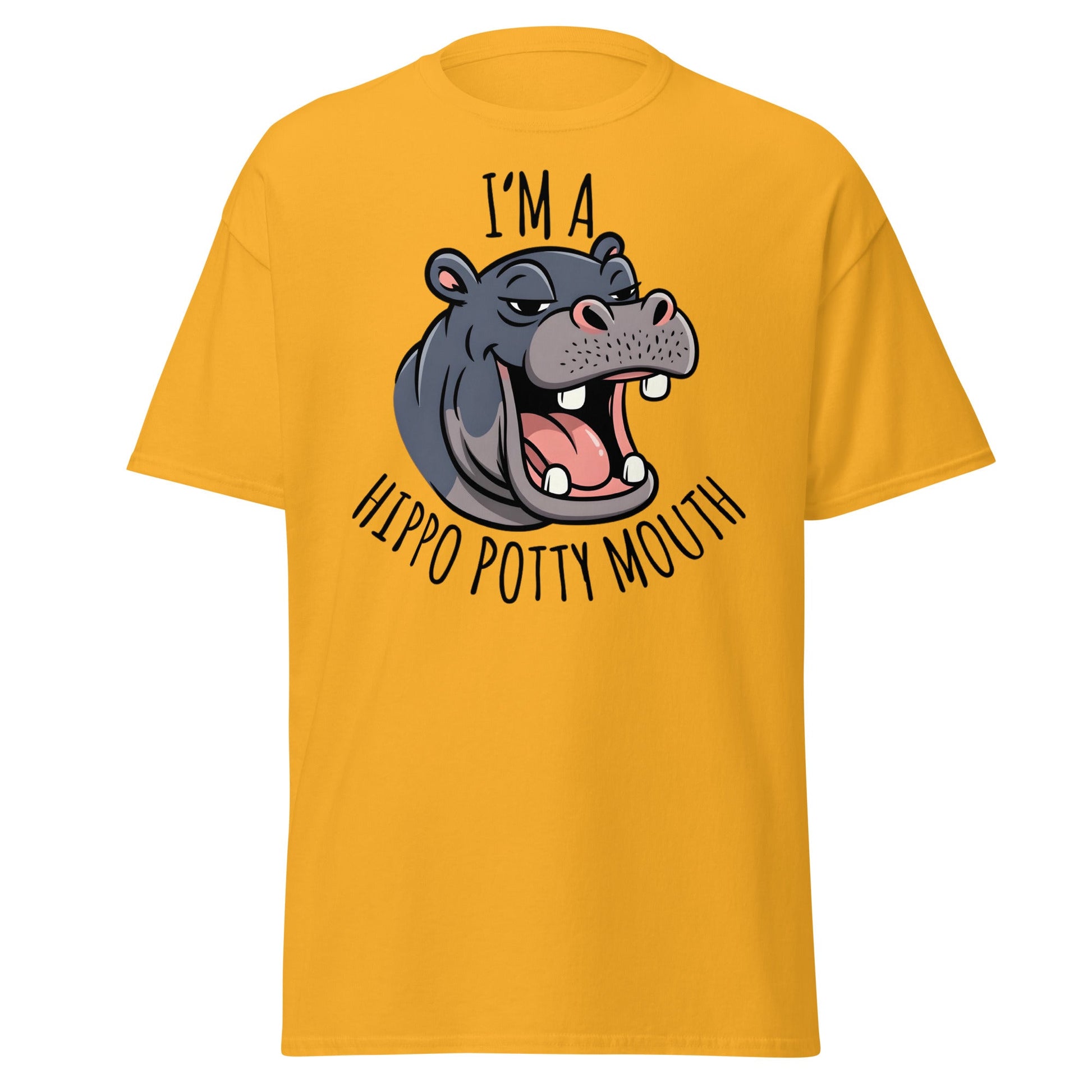 Hippo Potty Mouth T-Shirt – Funny Hippo Adult Humor Tee - Gold - T-Shirts Online