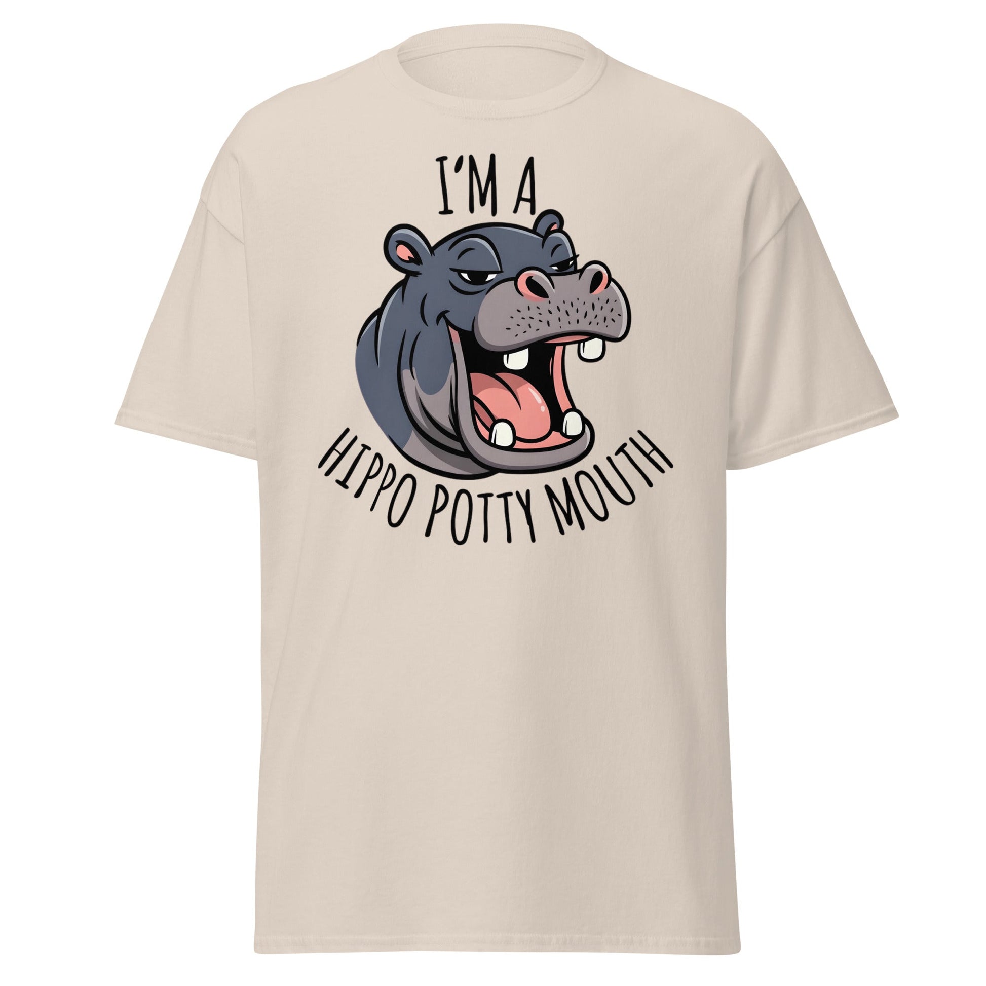 Hippo Potty Mouth T-Shirt – Funny Hippo Adult Humor Tee - Natural - T-Shirts Online