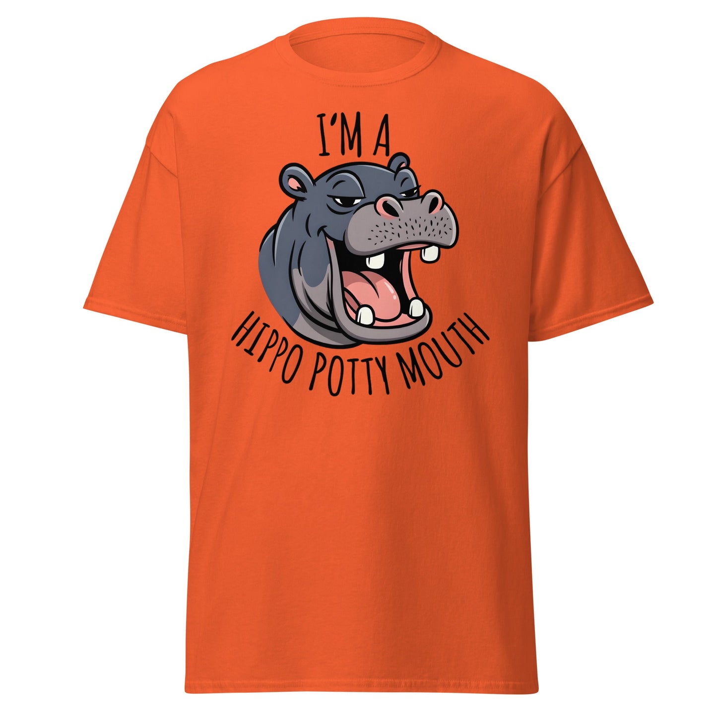 Hippo Potty Mouth T-Shirt – Funny Hippo Adult Humor Tee - Orange - T-Shirts Online
