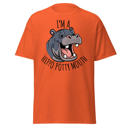 Hippo Potty Mouth T-Shirt – Funny Hippo Adult Humor Tee - Orange - T-Shirts Online