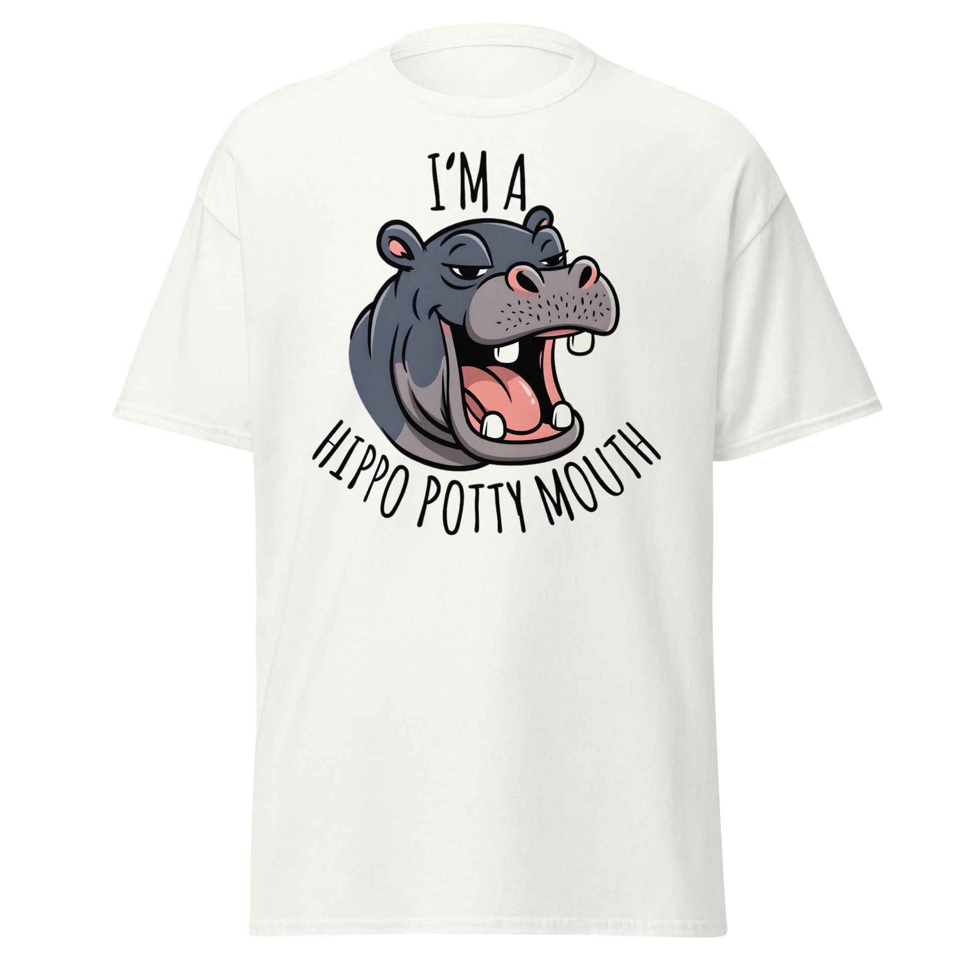Hippo Potty Mouth T-Shirt – Funny Hippo Adult Humor Tee - White - T-Shirts Online