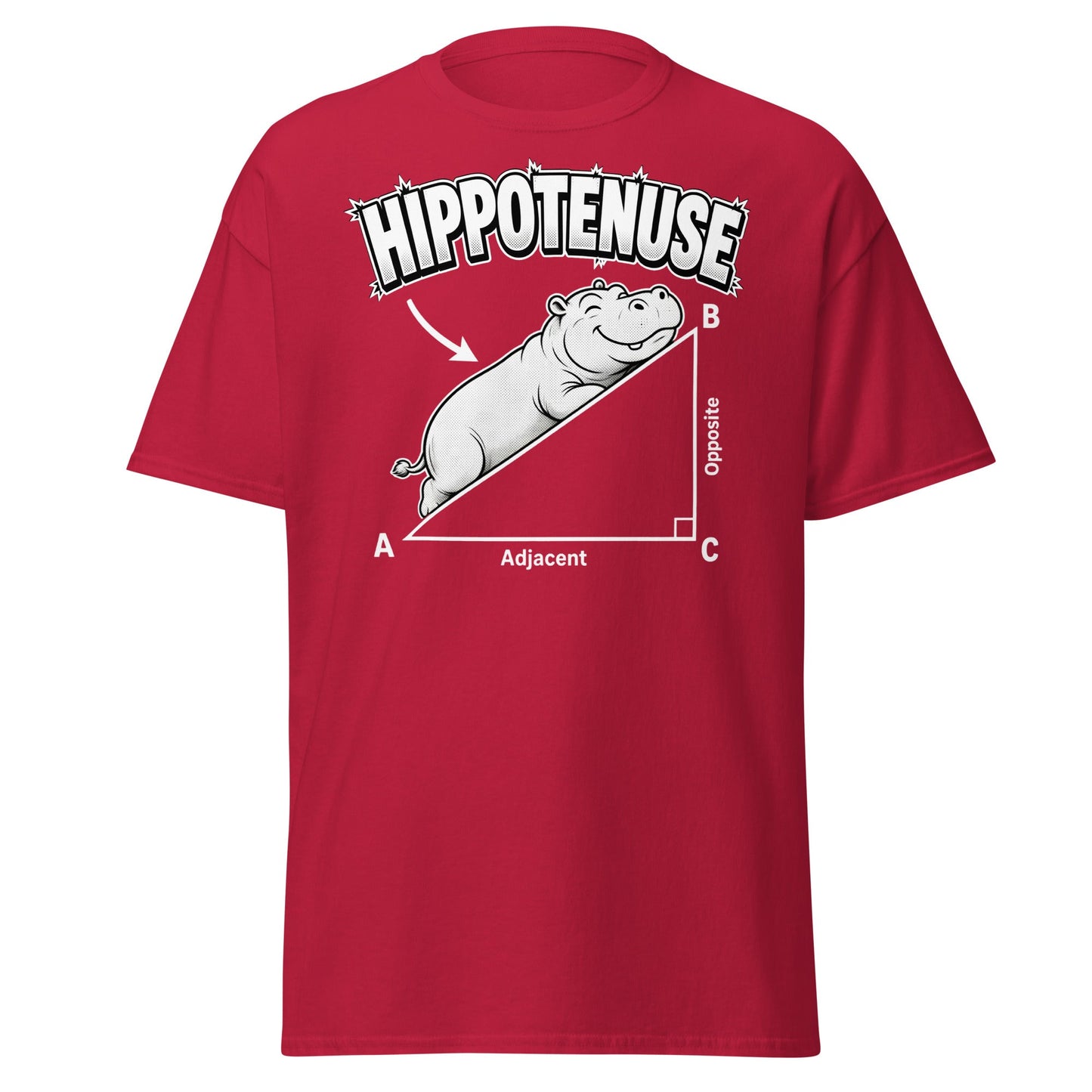 Hippotenuse Funny Hippo Math Pun T-Shirt - Cardinal - T-Shirts Online