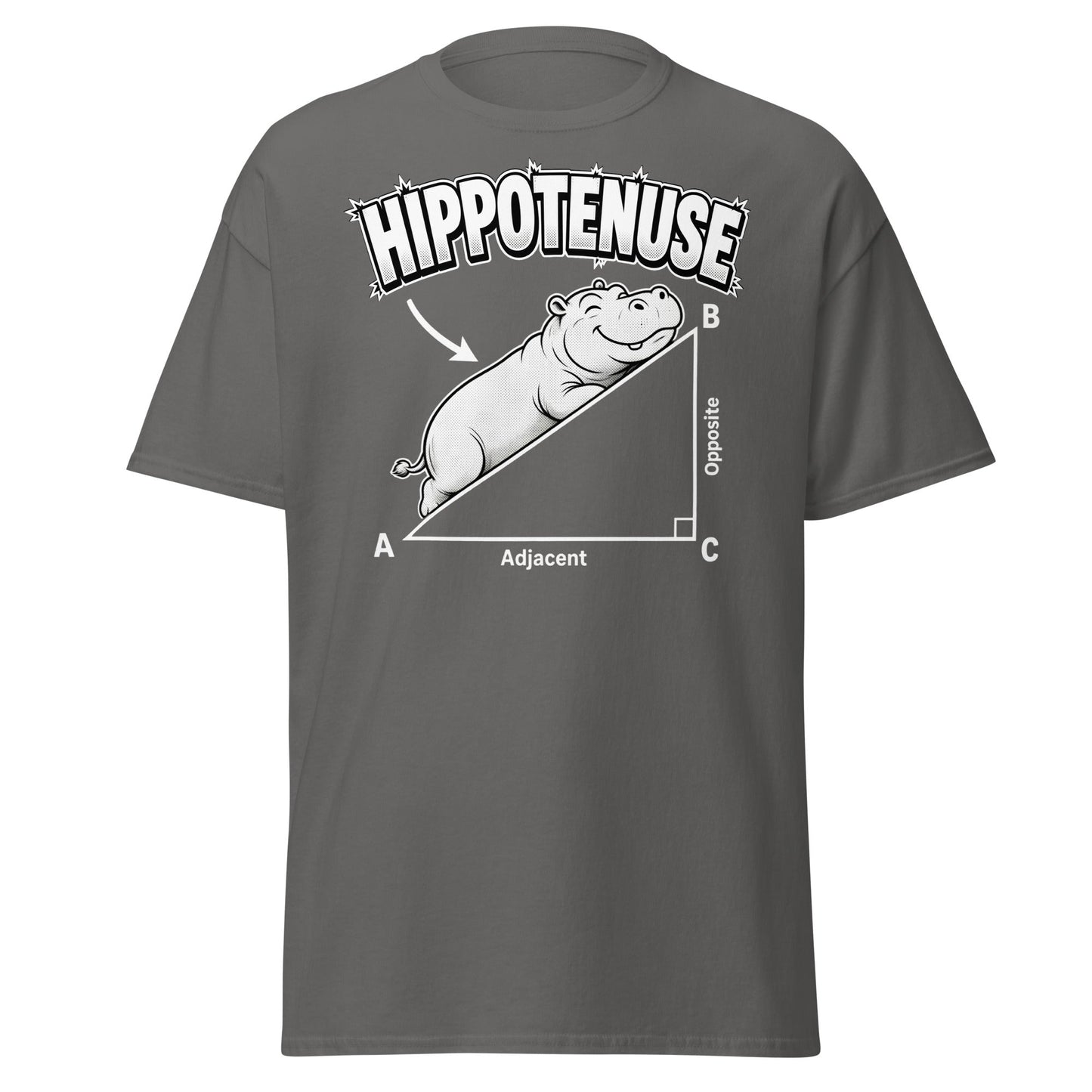 Hippotenuse Funny Hippo Math Pun T-Shirt - Charcoal - T-Shirts Online