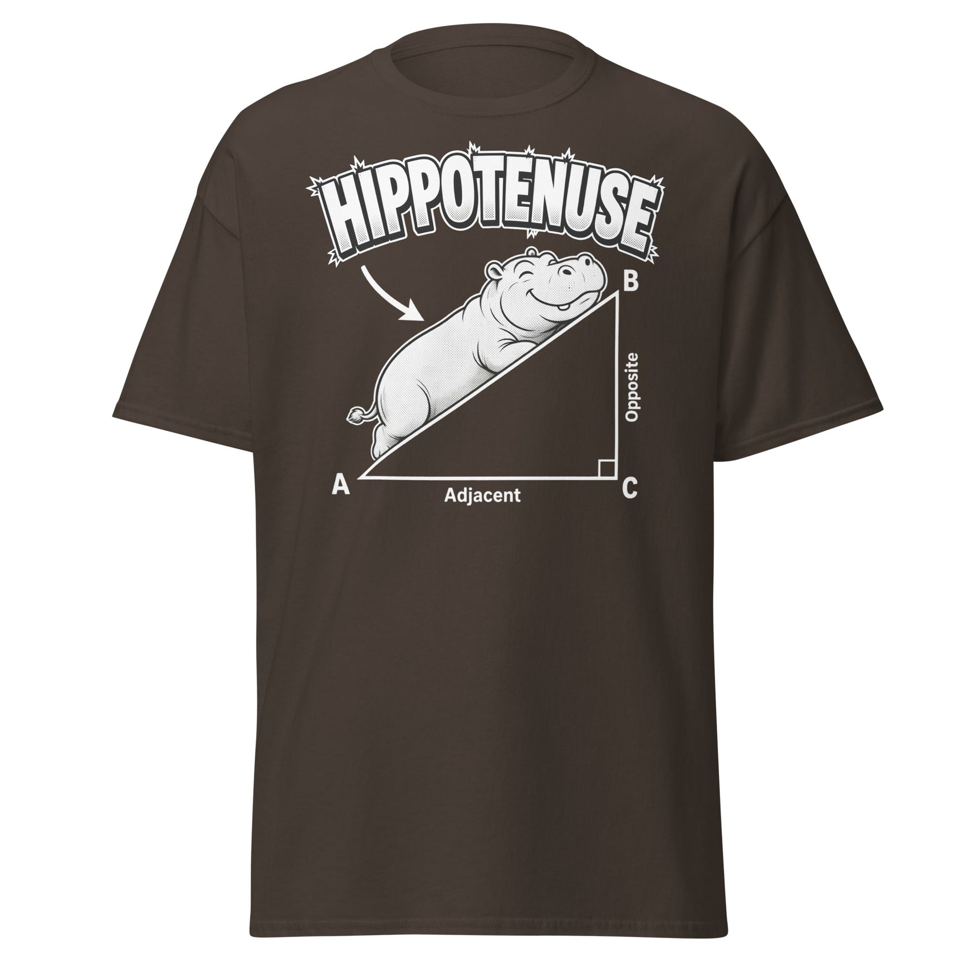 Hippotenuse Funny Hippo Math Pun T-Shirt - Dark Chocolate - T-Shirts Online