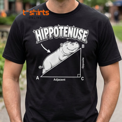 Hippotenuse Funny Hippo Math Pun T-Shirt - Maroon - T-Shirts Online