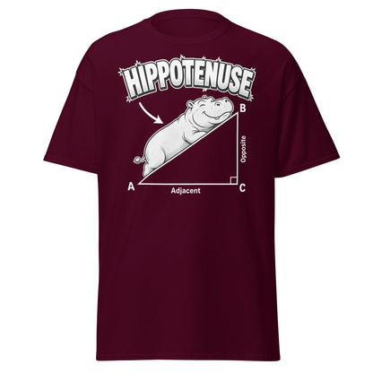 Hippotenuse Funny Hippo Math Pun T-Shirt - Maroon - T-Shirts Online