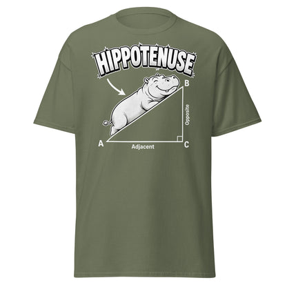 Hippotenuse Funny Hippo Math Pun T-Shirt - Military Green - T-Shirts Online