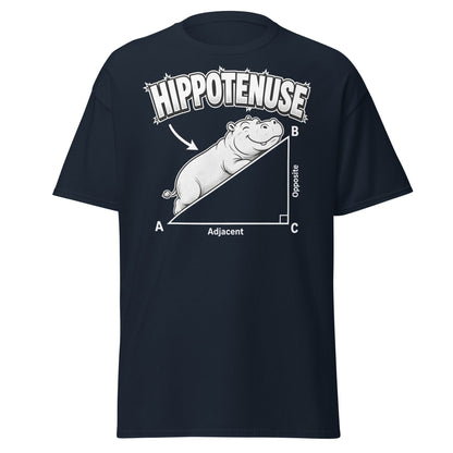 Hippotenuse Funny Hippo Math Pun T-Shirt - Navy - T-Shirts Online
