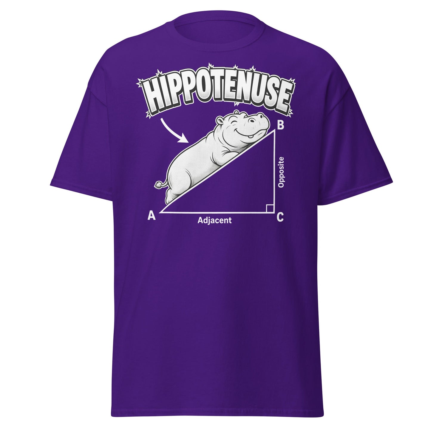 Hippotenuse Funny Hippo Math Pun T-Shirt - Purple - T-Shirts Online