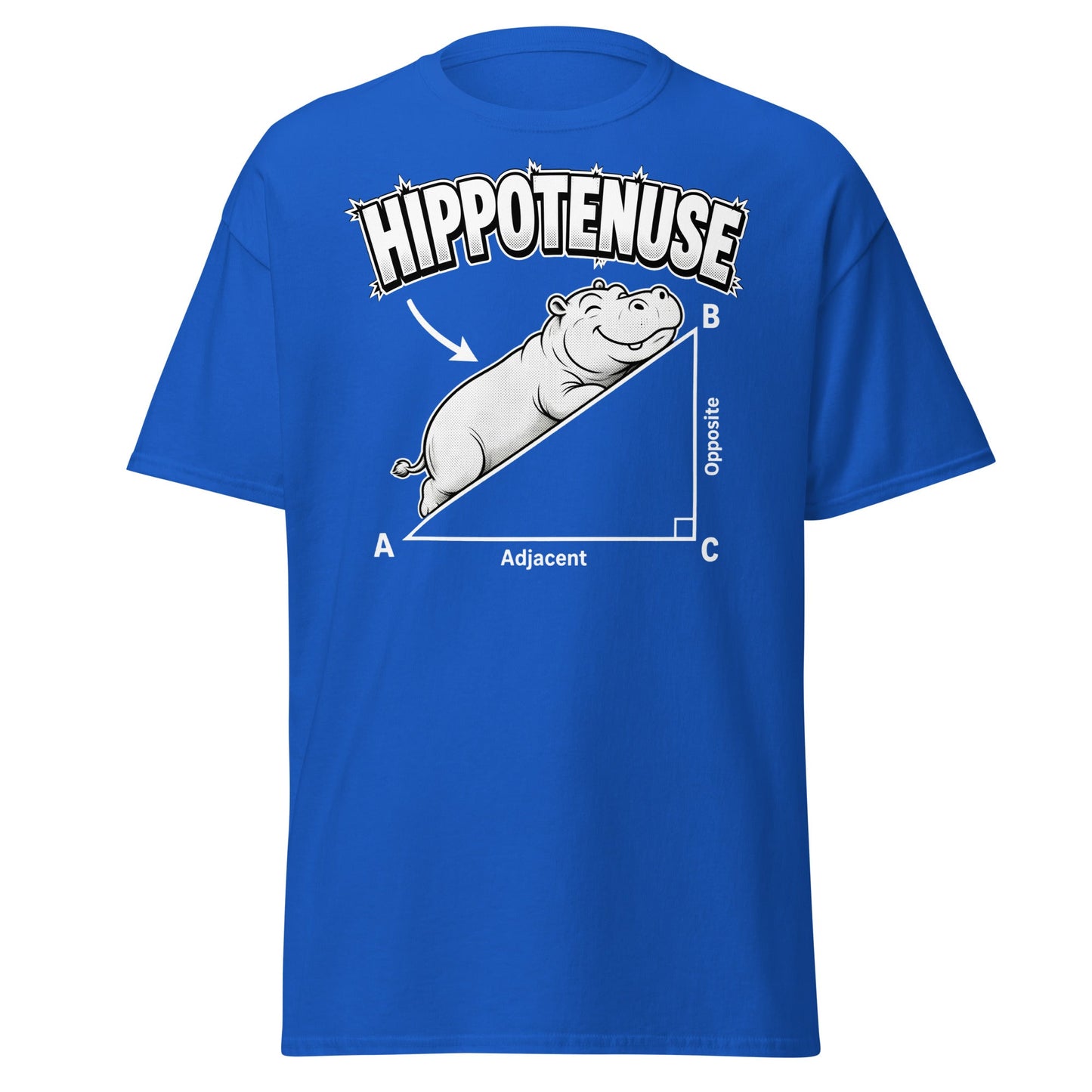 Hippotenuse Funny Hippo Math Pun T-Shirt - Royal - T-Shirts Online